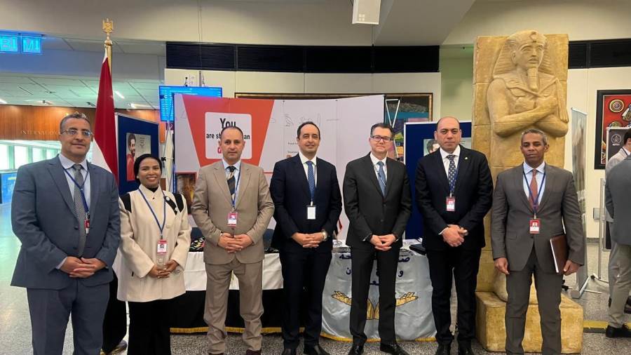 عمرو عثمان وسفير مصر فى النمسا يفتتحان معرض صندوق مكافحة الإدمان بالأمم المتحدة بفيينا