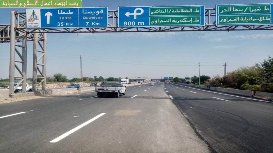 إعادة فتح حركة المرور باتجاه القاهرة/ الإسكندرية بكوبري بنها على النيل على طريق الإسكندرية الزراعي