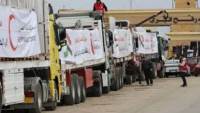 قافلة المساعدات الـ105 تدخل إلى الفلسطينيين بقطاع غزة