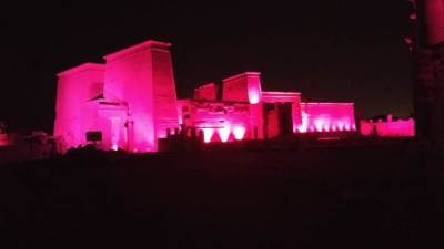 إضاءه معبد فيلة في اليوم العالمي للطفل المبتسر