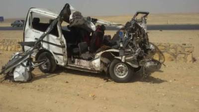 مصرع 6 أشخاص من أسره واحده في حادث انقلاب سيارة ببني سويف