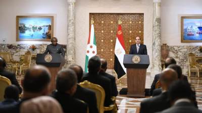 كلمة  السيسي خلال المؤتمر الصحفي المشترك مع  إيفاريست ندايشيمي رئيس جمهورية بوروندي