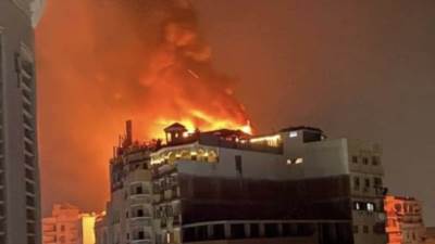 عاجل :حريق ضخم بفندق بانوراما في طنطا