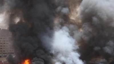 نشوب حريق في مخزن إشغالات حي الهرم