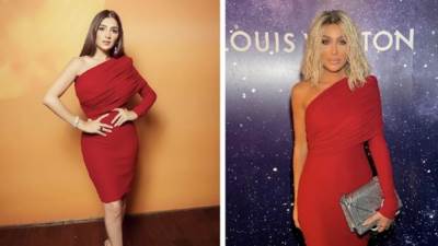 مي عمر تتالق بنفس فستان مايا دياب الاحمر 