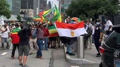 شجاعة مصري.. رفع العلم وسط 500 إثيوبي أمام مقر مجلس الأمن