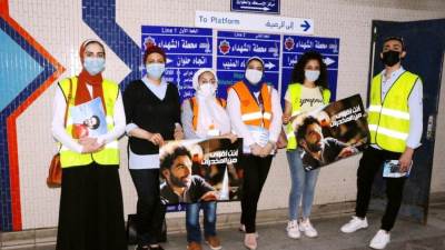 بالصور "سكة السلامة " مبادرة جديدة لصندوق مكافحة الإدمان لتوعية المواطنين بأضرار المخدرات داخل محطات المترو