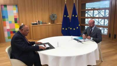 وزير الخارجية يلتقي برئيس المجلس الأوروبي شارل ميشيل