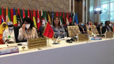 هالة السعيد تلقي كلمتها في افتتاح الاجتماع السنوي ال ٤٦ لمجموعة البنك