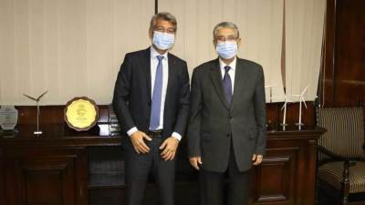 وزير الكهرباء يلتقى مع وزير الطاقة والمياه اللبنانى لبحث التعاون ودعم لبنان