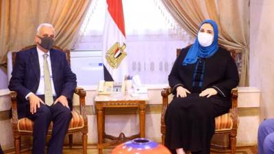 «القباج» تستقبل نظيرها الأردني لمناقشة التعاون بين البلدين