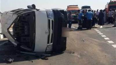 انقلاب ميكروباص أدى إلى إصابة ١٣على طريق الأوسطي مركز بلبيس