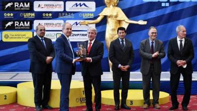 وزير الرياضة يشهد نهائى منافسات بطولة كأس العالم للخماسي الحديث بالجامعة الأمريكية