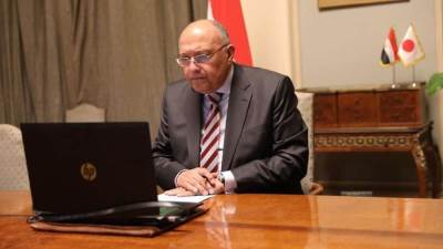 شكري يبحث مع نظيره الياباني العلاقات الثنائية