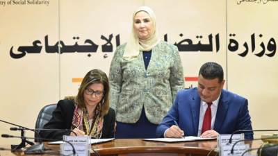 القباج تشهد توقيع تعاون بين «التضامن ومؤسسة إى إف چي هيرميس للتنمية»