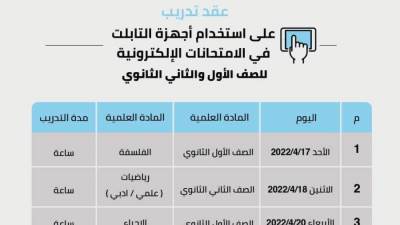 التعليم: ندرب الأطفال على استخدام أجهزة التابلت في الامتحانات الإلكترونية