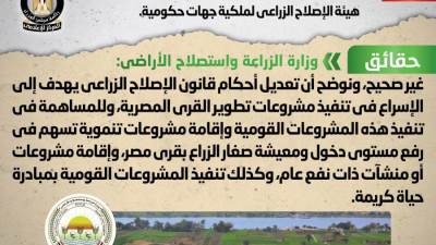 الحكومة تنفي تعديل أحكام الإصلاح الزراعي بهدف ضم أراضي لملكية الحكومة