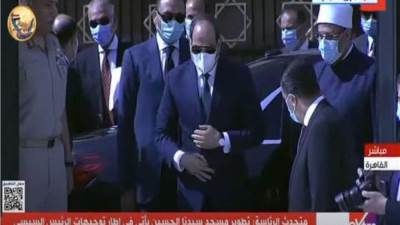 بث مباشر.. الرئيس السيسي يفتتح مسجد الحسين بعد التطوير مع رئيس طائفة البهرة 