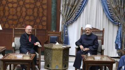 "شيخ الأزهر" يستقبل بطريرك الكلدان الكاثوليك في العراق والعالم بمشيخة الأزهر 