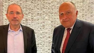 علي هامش منتدي دافوس.. وزير الخارجية يلتقي نظيرة الإردني