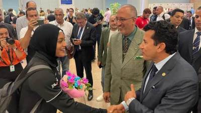 "صبحى" يستقبل الفوج الأخير من البعثة المصرية المشاركة بدورة ألعاب البحر المتوسط