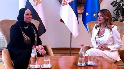 نيفين جامع : 79.7 مليون دولار حجم التبادل التجارى بين مصر وصربيا العام الماضى