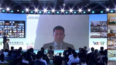 وزيز الرياضة يلقى كلمة مصر بالمنتدى العالمي لتنمية الشباب بالصين