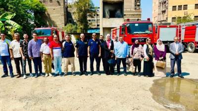 بحوث الإلكترونيات ينظم تدريب لمبادئ الحماية المدنية والإطفاء وخطط الإخلاء ومكافحة الحرائق