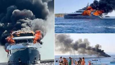 أحتراق يخت لرجل أعمال إيطالي بقيمة 20 مليون إسترليني.. بالصور