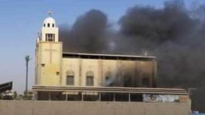 الكنيسة القبطية الأرثوذكسية: محتوى كنيسة الأنبا بيشوي بالمنيا تدمر بالكامل 