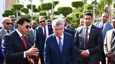 وزير الرياضة واللجنة الأوليمبية المصرية يصلان مقر اللجنة الأوليمبية المصرية