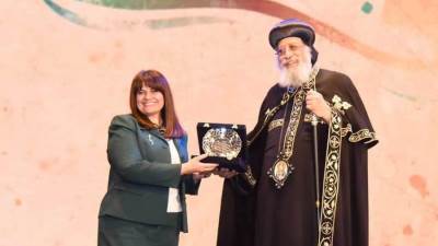 وزيرة الهجرة تشهد احتفالية" بنت الملك" بحضور البابا تواضروس ووزيرة التضامن والمفتي