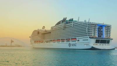 سفينة MSC World Europa السياحية تغادر ميناء السخنة إلى الإمارات العربية