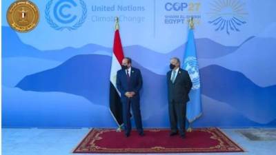 قمة المناخ| الرئيس السيسي وجوتيريش يستقبلان رئيس وزراء بريطانيا قبل بدء قمة المناخ