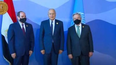 قمة المناخ| صورة تذكارية للرئيس السيسي وأبوالغيط وجوتيريش قبيل انطلاق كوب 27