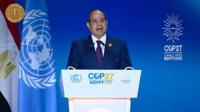 قمة المناخ| السيسي: إذا توافرت الإرادة الحقيقية والنية الصادقة سنساعد من يعانون من تداعيات تغير المناخ