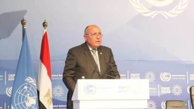 قمة المناخ.. شكري يطلق أجندة شرم الشيخ للتكيُف مع تغير المناخ