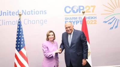 شكرى لنانسى بيلوسى: مصر تتمسك بالتوصل لاتفاق قانونى ملزم حول سد النهضة