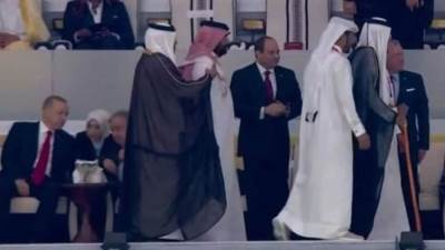 استقبال حافل للرئيس السيسي بالمقصورة الرئيسية بـحفل افتتاح كأس العالم بقطر