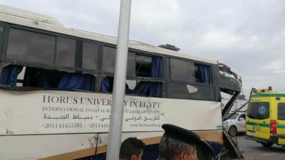 ارتفاع عدد المصابين بطريق المنصورة جمصة لـ17 طالبا