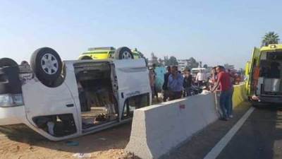 مصرع 3 أشخاص وإصابة 7 فى حادث انقلاب ميكروباص بقنا 