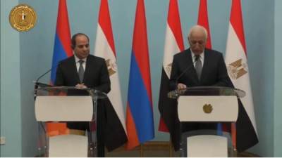 رئيس أرمينيا يصف زيارة الرئيس السيسي إلى بلاده بـ"التاريخية"