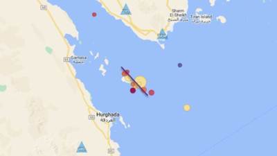 البحوث الفلكية: زلزال بقوة 4.23 ريختر على بعد 37 كيلومتر شمال شرق الغردقة