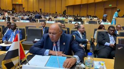 شكري يلقي كلمة مصر حول البند الخاص بجلسة رؤساء الدول والحكومات الإفريقية