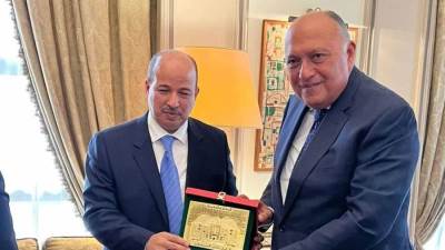  وزير الخارجية يستقبل رئيس مجلس المستشارين المغربي