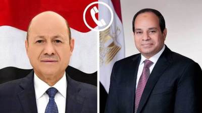 رئيس مجلس القيادة اليمني يهنئ الرئيس السيسي بحلول عيد الفطر 