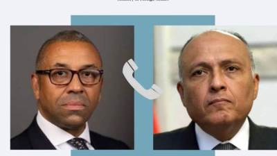 شكري لنظيره البريطاني: مصر لاتؤمن بوجود حل عسكري للأزمة السودانية 