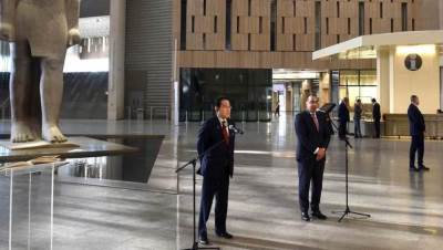 مدبولي يستقبل نظيره الياباني في المتحف المصري الكبير ويعقدان مؤتمرا صحفيا مشتركا