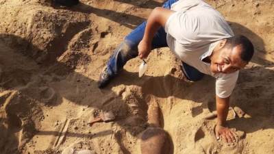 الكشف عن مجموعة من الأواني والأمفورات الرومانية بتل المسخوطة بالإسماعيلية