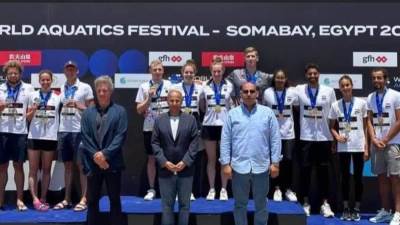 وزير الرياضة يهنئ اتحاد السباحة ببرونزية كأس العالم بسوما باي